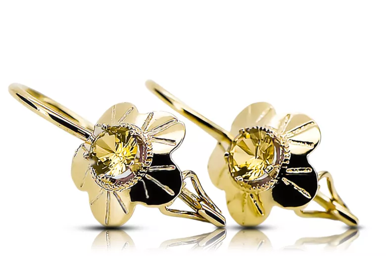 14K Жовте золото Жовтий Перідо Сережки Вінтаж стиль vec028y